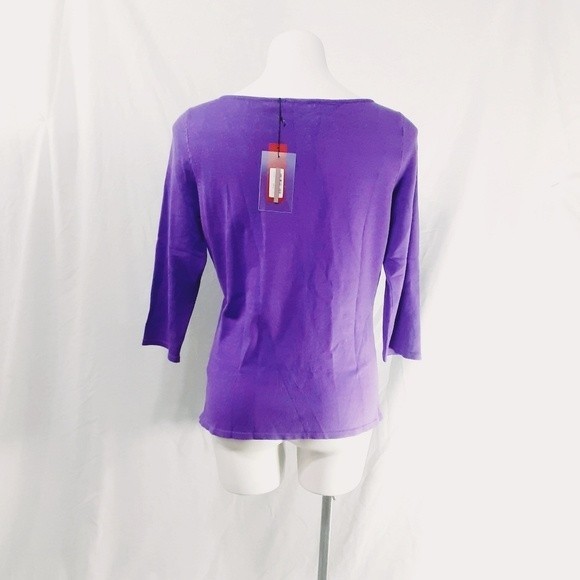 NWT Purple Embroidered Neckline Blouse Large Dressy Casual Boho Chic Top - Picture 4 of 5